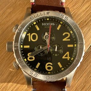 Nixon 51-30 leather band chronograph analog watch